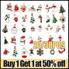 24/38PCS Christmas Enamel Charms Pendants Jewellery Earrings Making Bracelets UK