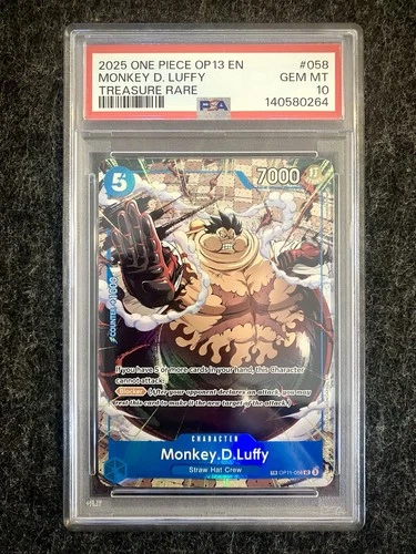 PSA 10 Monkey D Luffy OP11-058 Carrying On His Will Treasure Rare One Piece CCG