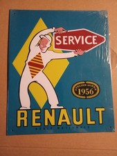 Plaque publicitaire automobile Service Renault rectangulaire multicolore