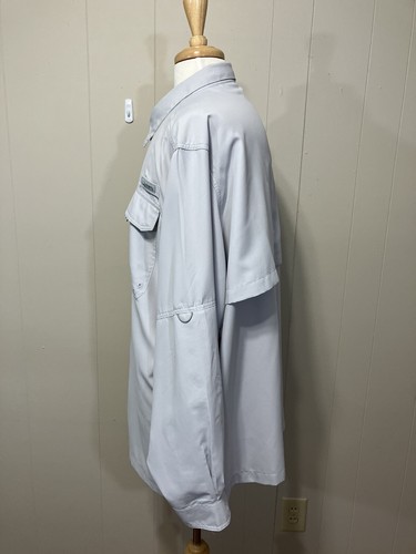 Excellent Mens "HABIT" Light Gray Polyester Roll Tab Sleeve Fishing Shirt 2XL - Picture 7 of 13
