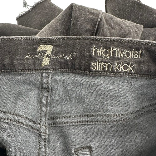 Jeans 7 For All Mankind vita alta slim kick neri taglia 29 vita orlo grezzo elasticizzato - Foto 6 di 9