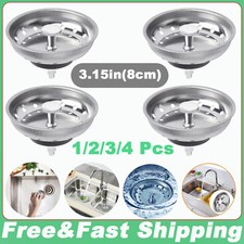 Stainless Steel Home Kitchen Sink Drain Stopper Basket Strainer Waste Plug Lot