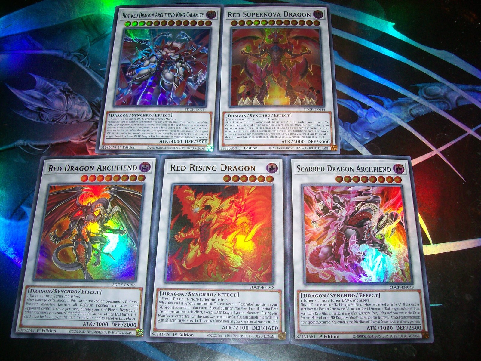 5 Card Red Dragon Archfiend Set Rising Scarred Calamity Supernova SDCK