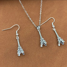 Eiffel Tower Paris Earrings And Necklace Set Jewelry