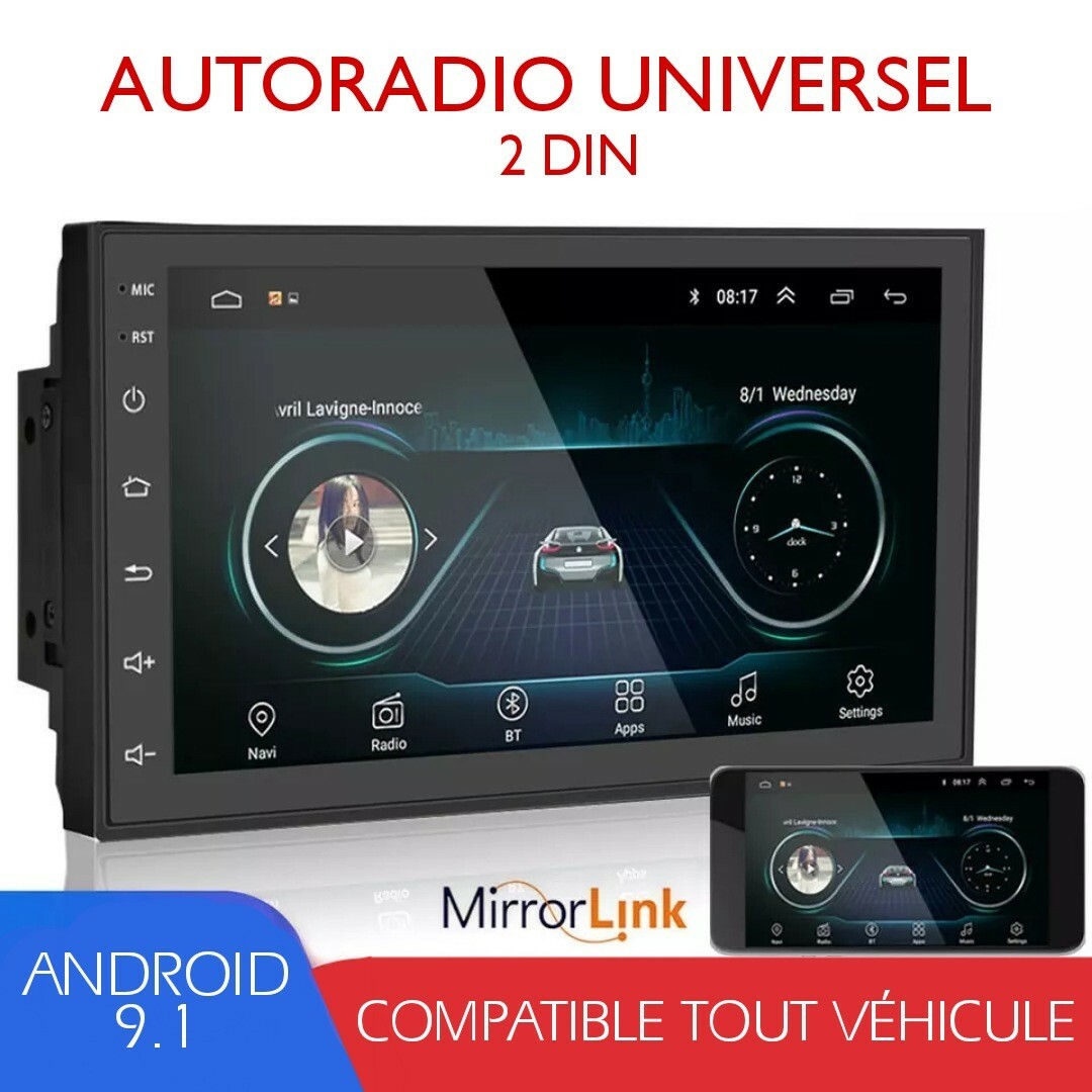 Autoradio 7 pouces Android universel pour voyager connecté en musique avec GPS et Bluetooth