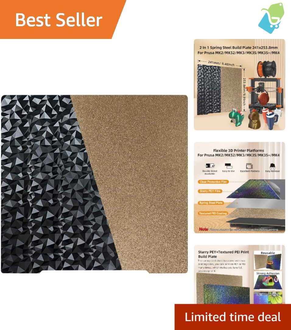 Dubbelzijdige Bouwplaat PEO Getextureerde PEI 254x241mm voor Prusa I3 MK3 MK3S MK3S MK4 MK2.5S 3D-printer PLA ABS PETG TPU voor Veelzijdig Printen