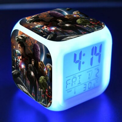 Avengers Sveglia Uomo Ragno Luce Notturna LED Colore Decorazione Luce  Iron Man