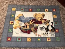 Blue Jean Teddy Bear Baby Blanket Noah's Ark Vintage Excellent