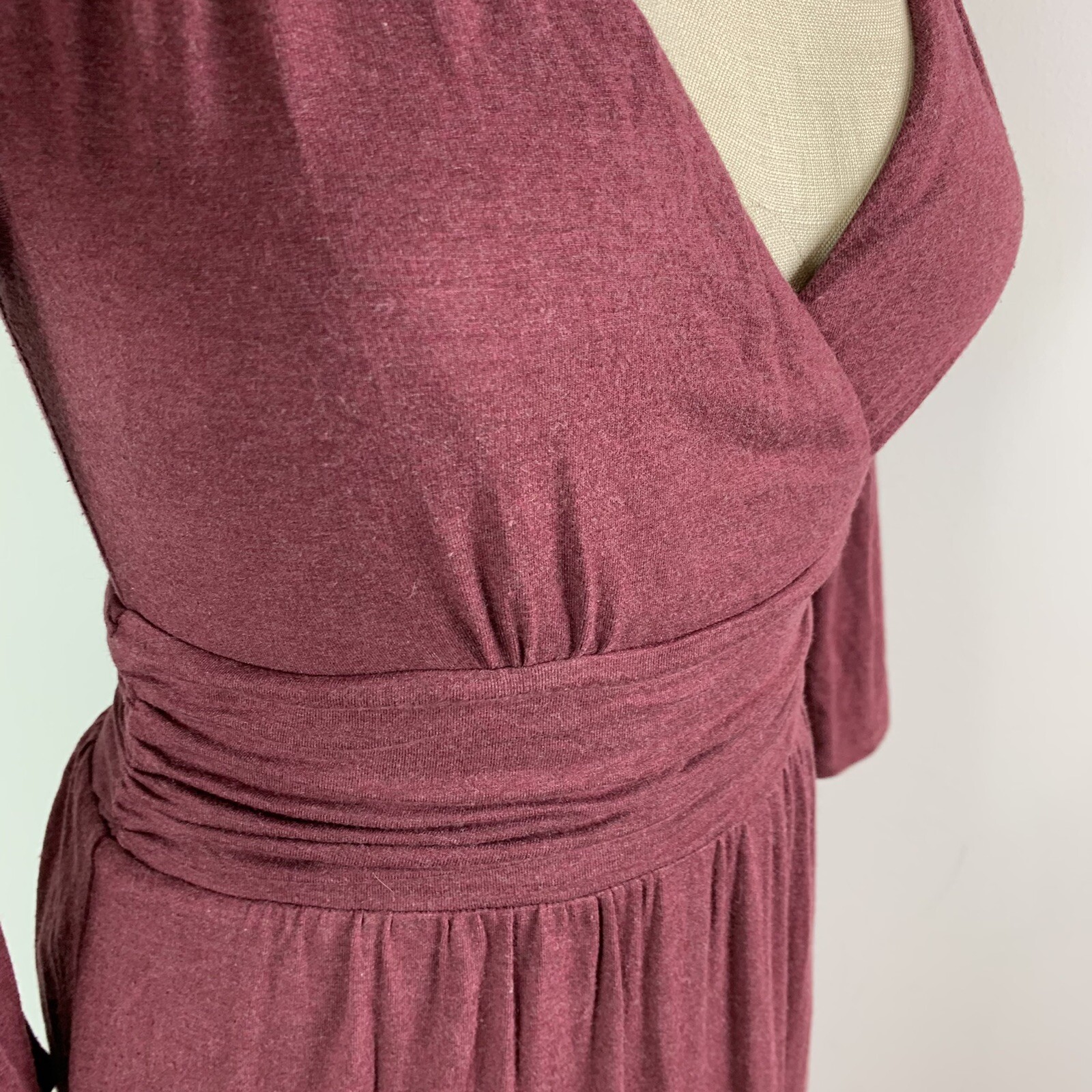 Anthropologie Maeve Dress Burgundy Jersey Stretch Lon… Gem