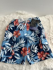 Kanu Surf Boys' Kala Hawaiian Swim Hybrid Cargo Shorts Trunks Blue Vacay Sz 5/6
