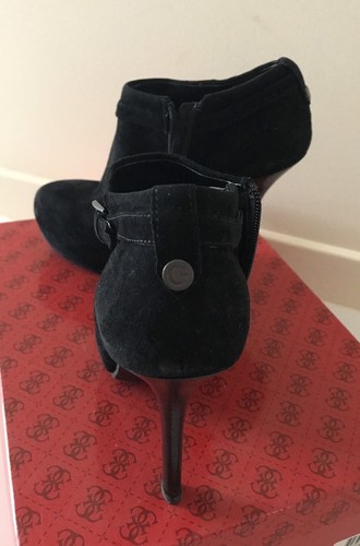 Guess Gracia Black Suede Angkle Boots Size 6.5 - Picture 3 of 7