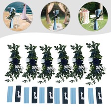 Blue Artificial Flower Arrangement Ribbons For Wedding Chair Back Decor Pack 6x  