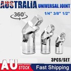 3x Impact Universal Joint Socket Swivel Set 1/2" 3/8" 1/4"Drive Joint Adapter AU