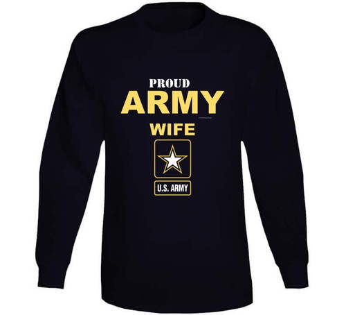 Proud Army Wife U. S. Army Military Family Veteran T Shirt - Picture 3 of 3
