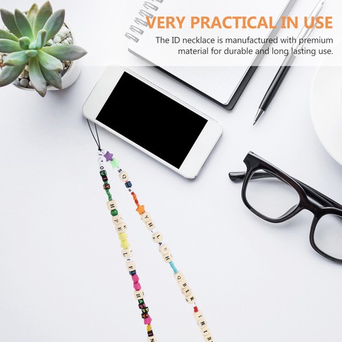 Wooden Alphabet Mobile Phone Chain Men and Women Hanging Band Beaded Rope - Zdjęcie 2 z 12