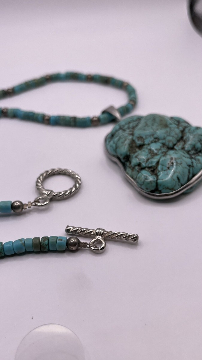 Vintage J Martinez Native American Turquoise Sterling Silver