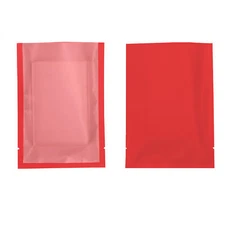 100/500 Red Poly Mylar Foil Flat Heat Seal Sample Size Bags Semi Clear Window