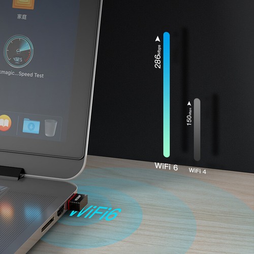 USB WiFi Adapter Laptop PC 2.4GHz 300Mbps LAN Network AX Wireless Nano Dongle - Picture 4 of 6
