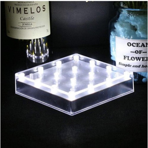 5 Inch Square LED Light Base w/ 16 Super White LED.  Perfect For Floral Wedding - Picture 1 of 8