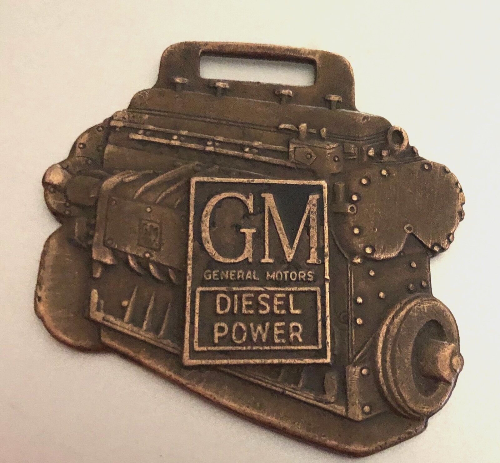 Vtg GM Detroit Diesel Engine Adv. Watch Fob: Koski Keweenaw MI; Whitehead & Hoag