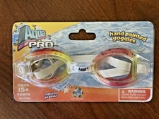 NOS AquaPro AGES 15+ Swim Goggles Speckled Yellow Orange 