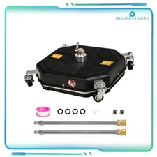 16" Pressure Washer Surface Cleaner with 4 Wheels & 2 Extension Wands Black