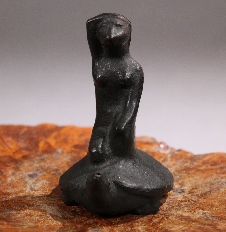 Cuentagotas de agua japonés Iron Kappa montando una tortuga contenedor caligrafía Meiji Foto 2 de 4