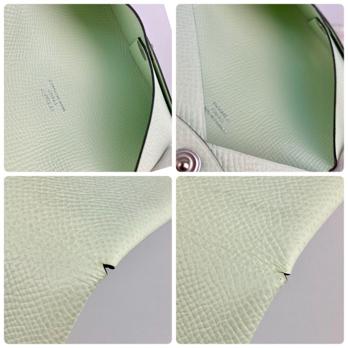 BNIB Hermès Calvi Card Holder in Vert Fizz Hermes Calvi Card Holder Vert Verone Epsom – LOVELOTSLUXURY main image 2