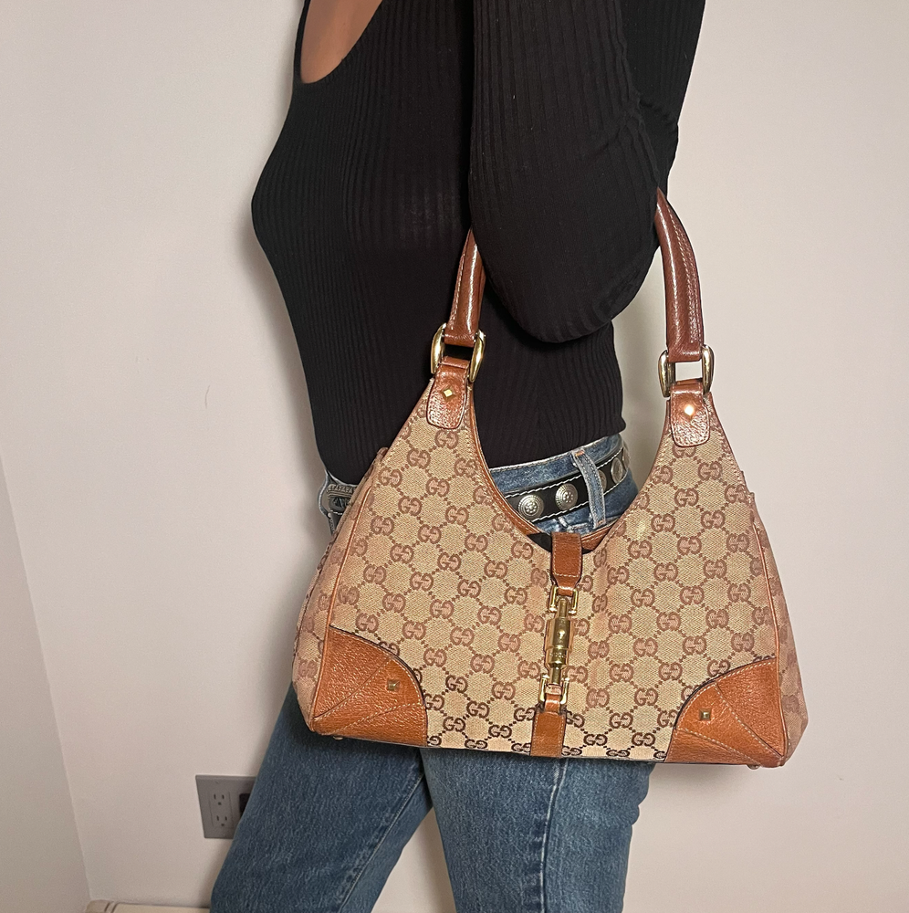 Gucci monogram canvas Bardot shoulder bag