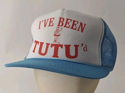 Vtg Light Blue ''I've Been Tutu'd'' Humorous Mesh Trucker Snapback Hat