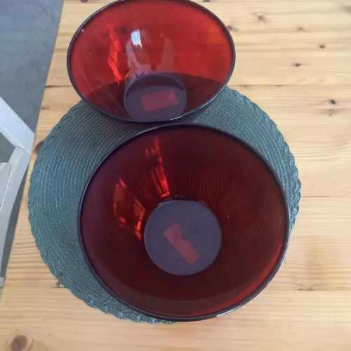 Vintage Arcoroc France Ruby Red Mixing / Serving Bowl