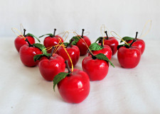 12 Mini Red Apple Christmas Ornaments Farmhouse Country Decor