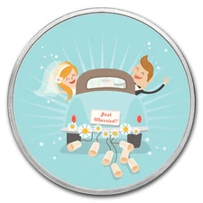 1 oz Silver Colorized Round - APMEX (Just Married, Newlyweds)