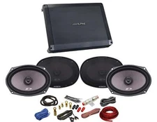 Alpine Bundle 2-Pairs of SXE-6926s 6x9" Coax Speakers and a BBX-F1200 280W 4-Ch