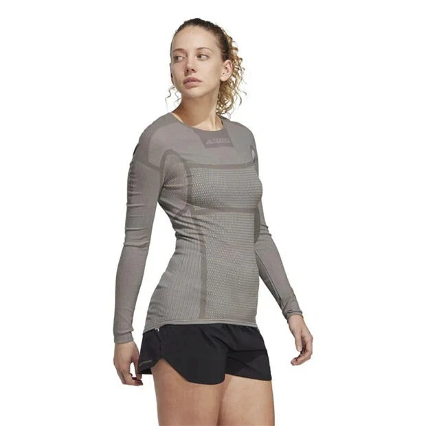 adidas Drynamo Long Sleeve Performance shirt Womens - Grey - Size 10 (S) - Image 3 of 4