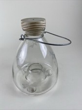 Glass Bee Catcher Trap Wasp Insect Fly Embossed Footed Hanging