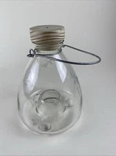Glass Bee Catcher Trap Wasp Insect Fly Embossed Footed Hanging