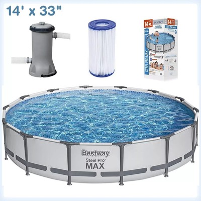 14' x 33'' Round Above Ground Swimming Pool Set | Includes 530gal Filter Pump