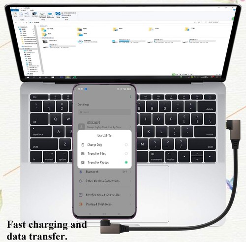 AAOTOKK USB C vers USB C 3.1 Câble Gen 23A Angle Droit USB 3.1 Type C Mâle ve... - Photo 6 sur 9