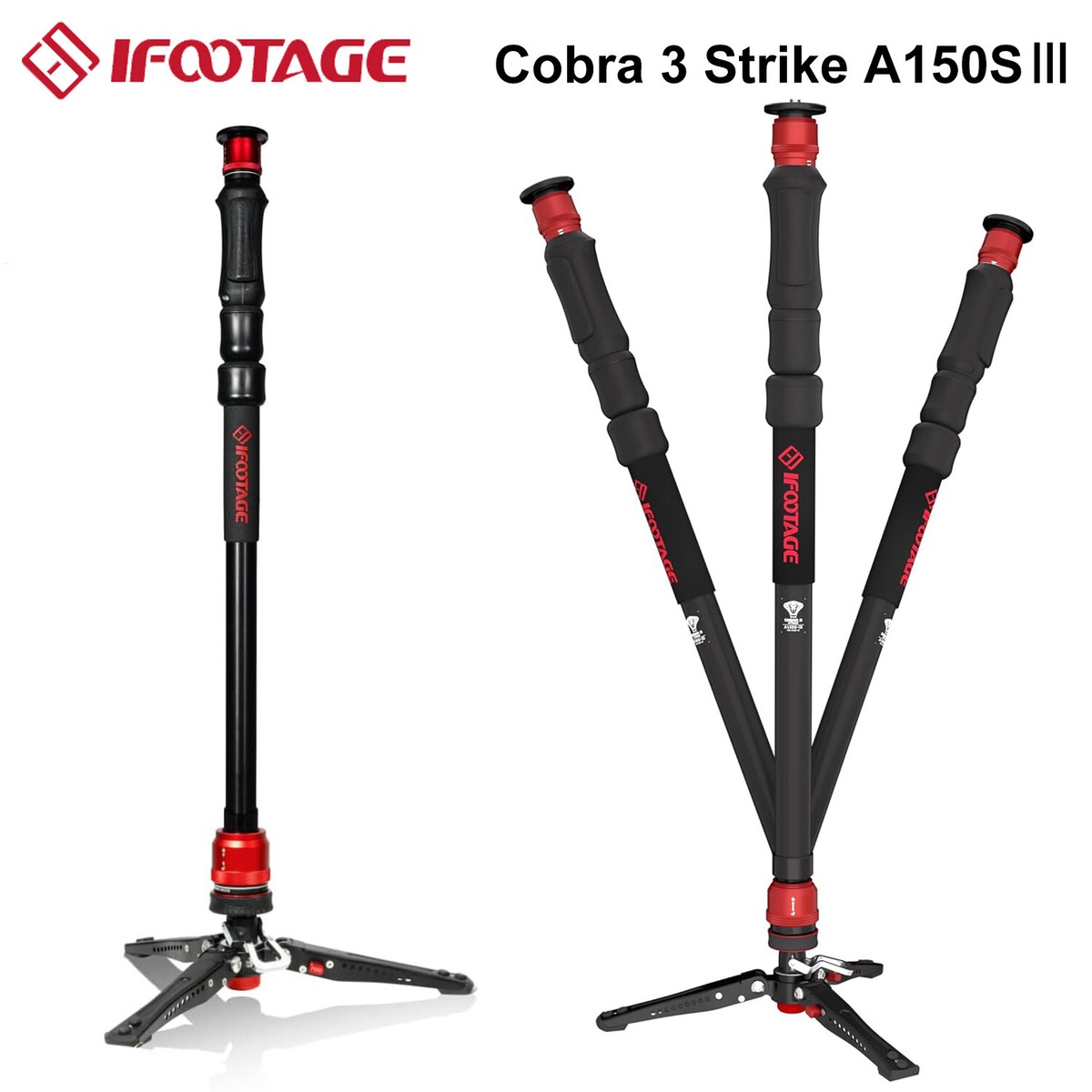 超おまけ付☆iFootage一脚COBRA 3 Strike A150S-III IFOOTAGE Cobra 3 Strike Monopod A150S-Ⅲ One-Touch Lifting
