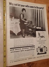 Vintage 1963 Hawkins Electric Hostess Trolley Print Ad LARGE SIZE 11x14