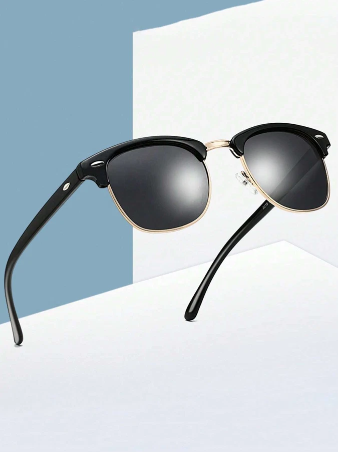 Gafas de sol polarizadas resistentes a los rayos UV informales estilo americano doradas y negras para mujer Foto 4 de 4