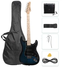 Glarry 39" Electric Guitar for School Band Beginner with 20W Amp Dark Blue