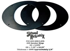 6x9" Plastic Speaker / Spacer Ring PVC-6X9 6MM 5.375" One Pair Made in USA