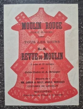 RED MILL Pigalle Rare Brochure Front/Sided for the Magazine ca 1900