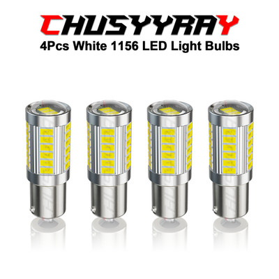 4 PCS 1156 Parking Light Bulb Bright-WHITE Safety Brake Stop Turn Tail LED Light