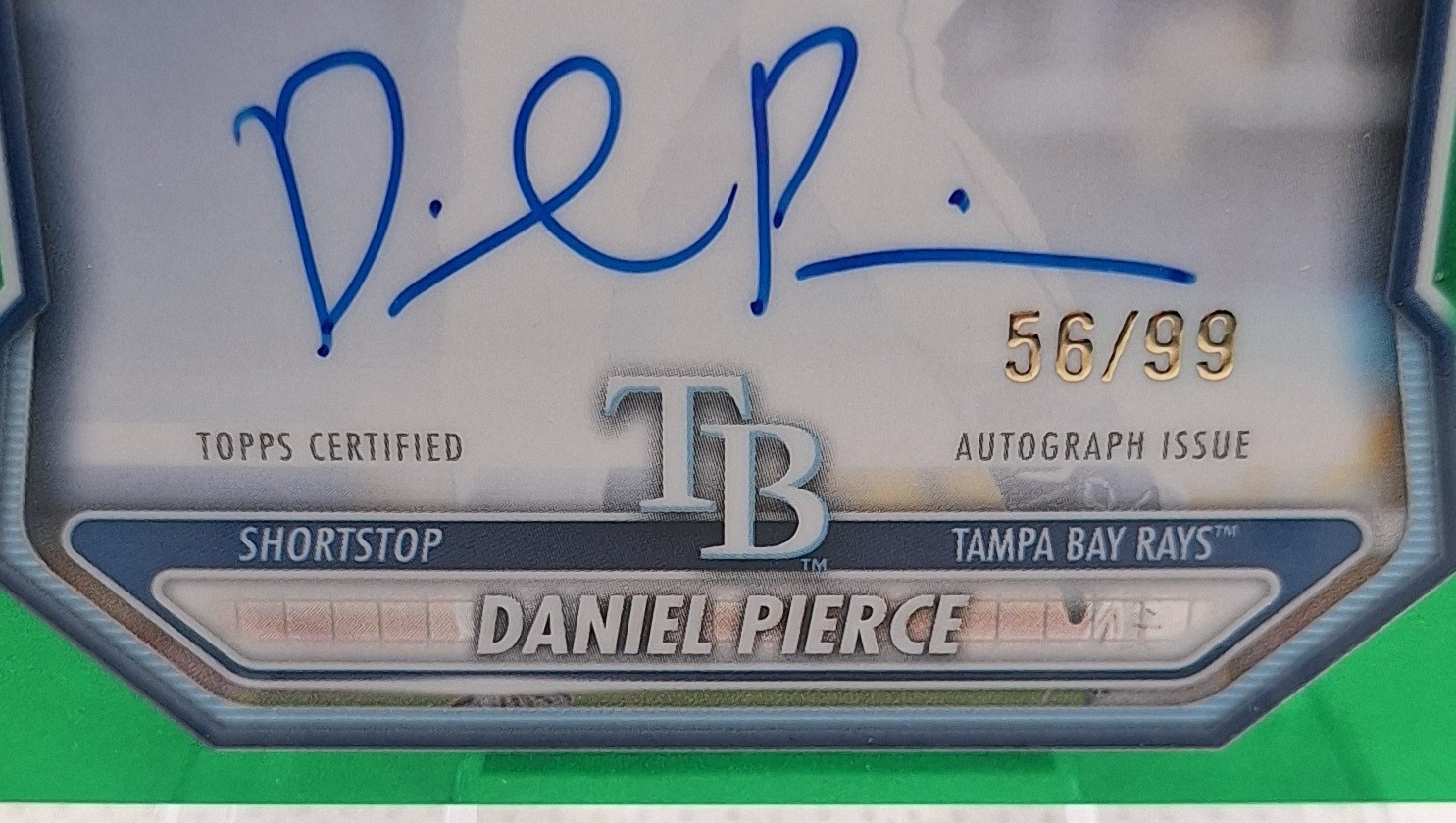 DANIEL PIERCE 2026 BOWMAN CHROME BASEBALL 1ST BOWMAN GREEN #56/99 ROOKIE RC AUTO view 2