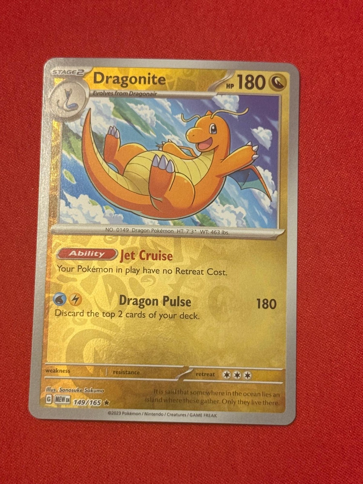 Dragonite 149/165 Rare 151 Pokemon Reverse Holo Near Mint