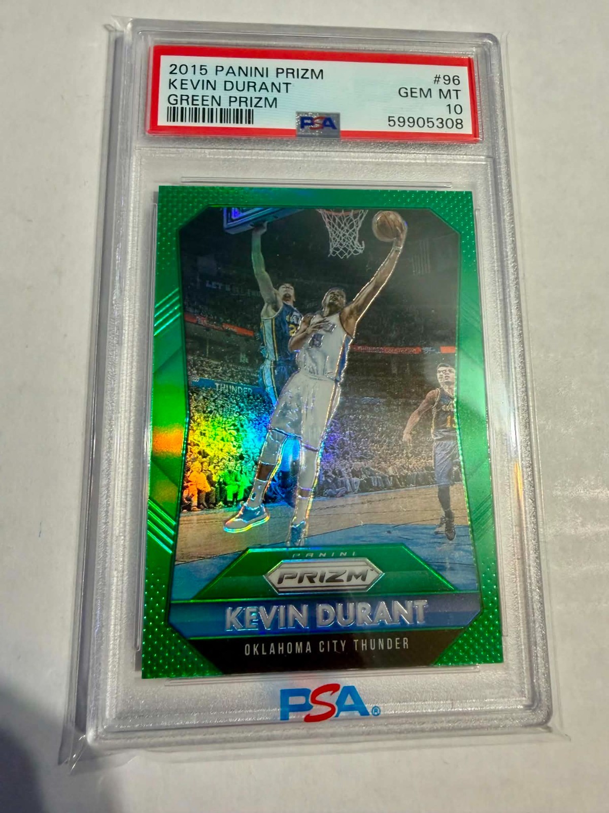2015 PANINI PRIZM GREEN PRIZM #96 KEVIN DURANT PSA 10 OKC Thunder