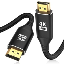 4K HDMI to DisplayPort Cable 30FT, 1440P 60Hz, Braided, for Dell, HP, Samsung